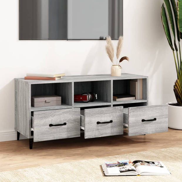 The Living Store Televisiemeubel Modern - Media-kast - 102 x 35 x 50 cm - Grijs Sonoma Eiken