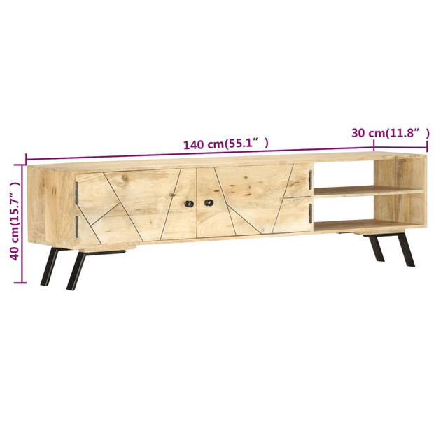 vidaXL Tv-meubel 140x30x40 cm massief mangohout