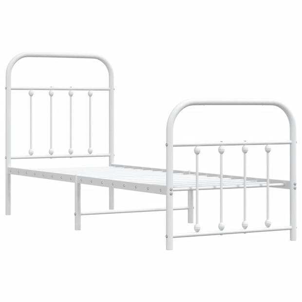 vidaXL Bedframe met hoofd- en voeteneinde metaal wit 75x190 cm