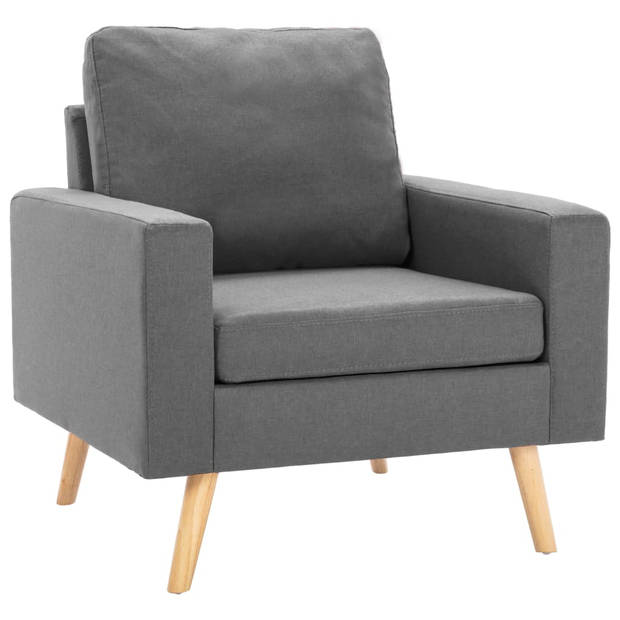 The Living Store Bankenset - - Stof - Lichtgrijs - Houten frame - Fauteuil- 77 x 71 x 80 cm Driezitsbank- 184 x 76 x