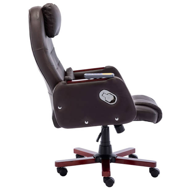 The Living Store ergonomische kantoorstoel - bruin kunstleer - 66 x 68 x (106-115) cm - met massage- en ligfunctie