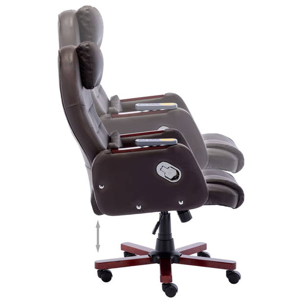 The Living Store ergonomische kantoorstoel - bruin kunstleer - 66 x 68 x (106-115) cm - met massage- en ligfunctie