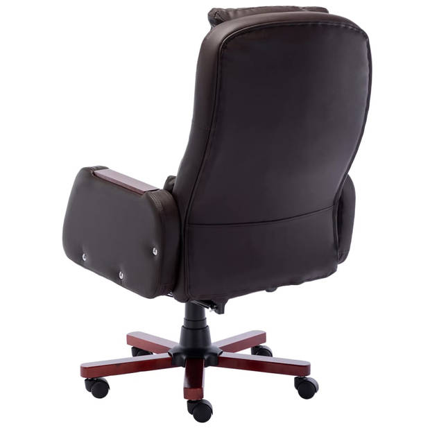 The Living Store ergonomische kantoorstoel - bruin kunstleer - 66 x 68 x (106-115) cm - met massage- en ligfunctie