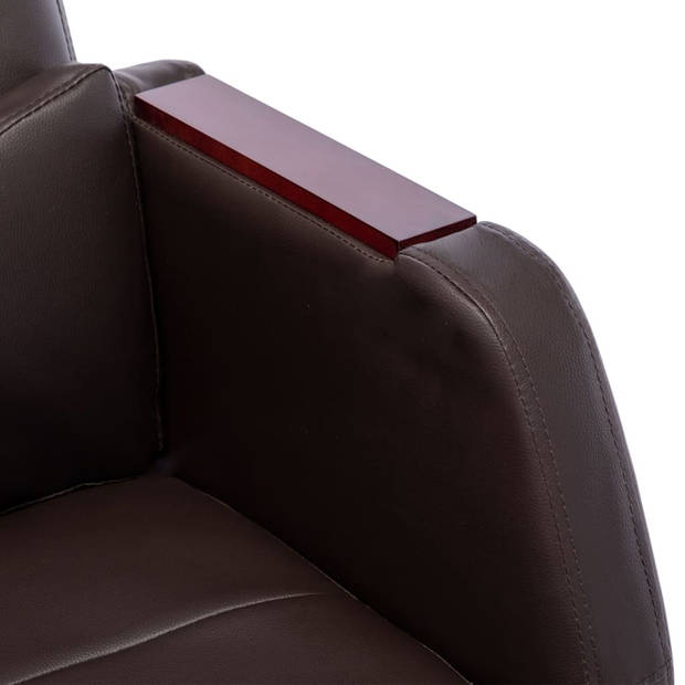 The Living Store ergonomische kantoorstoel - bruin kunstleer - 66 x 68 x (106-115) cm - met massage- en ligfunctie