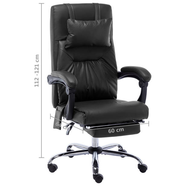 The Living Store Ergonomische Bureaustoel - Massage en Ligfunctie - Zwart - 60 x 64 x (112 - 121) cm - The Living Store