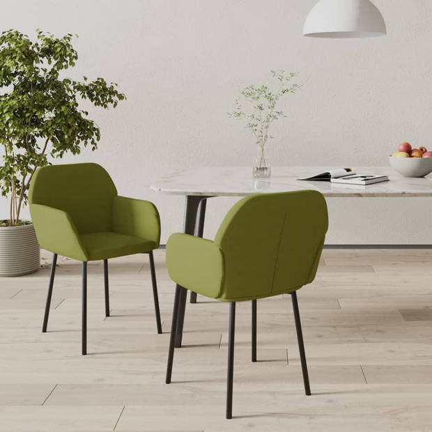 The Living Store Eetkamerstoelen - Lichtgroen Fluweel - 54x59x76 cm - Comfortabel en hoogwaardig