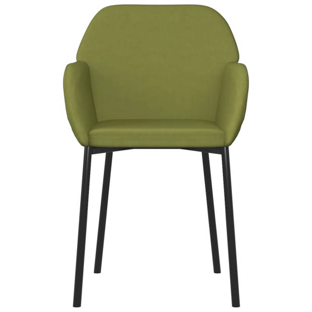 The Living Store Eetkamerstoelen - Lichtgroen Fluweel - 54x59x76 cm - Comfortabel en hoogwaardig