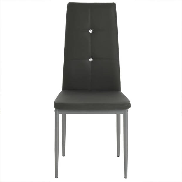 The Living Store Eetkamerstoelen - Grijs - 43 x 43.5 x 96 cm - Kunstleer