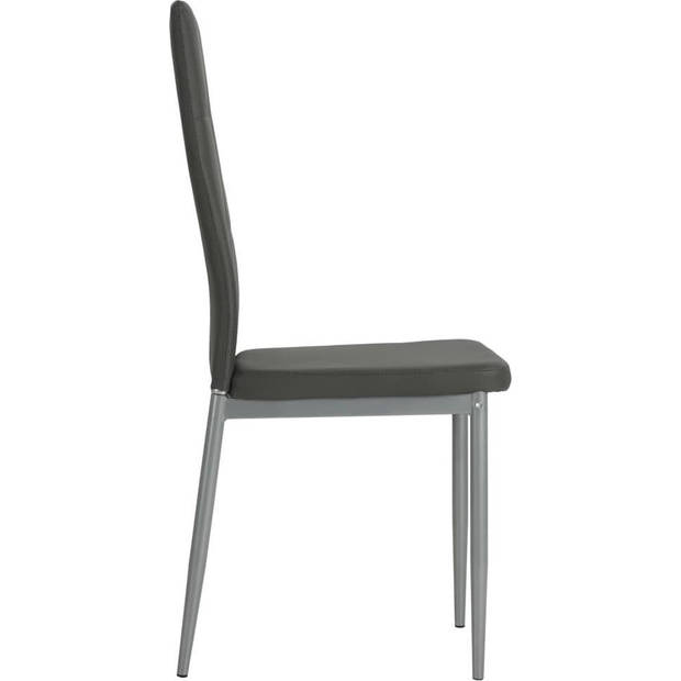 The Living Store Eetkamerstoelen - Grijs - 43 x 43.5 x 96 cm - Kunstleer