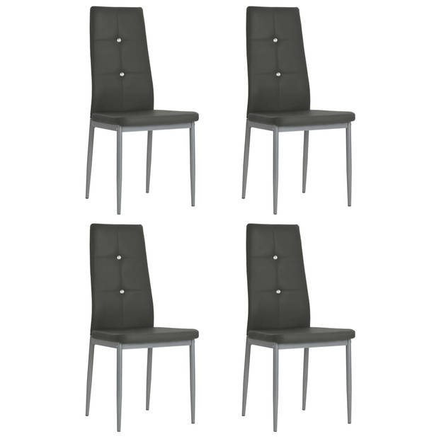 The Living Store Eetkamerstoelen - Grijs - 43 x 43.5 x 96 cm - Kunstleer