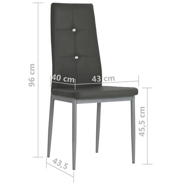 The Living Store Eetkamerstoelen - Grijs - 43 x 43.5 x 96 cm - Kunstleer