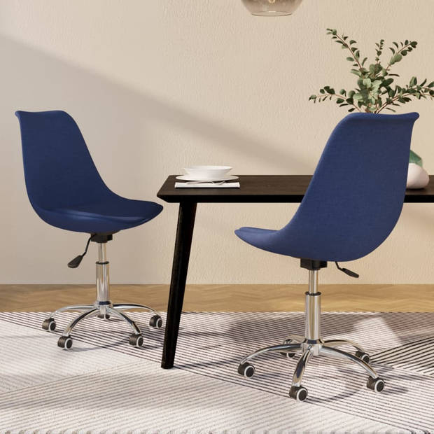 The Living Store Draaibare Eetkamerstoelen - Blauw - 48 x 58 x (81-93) cm - Gasveermechanisme