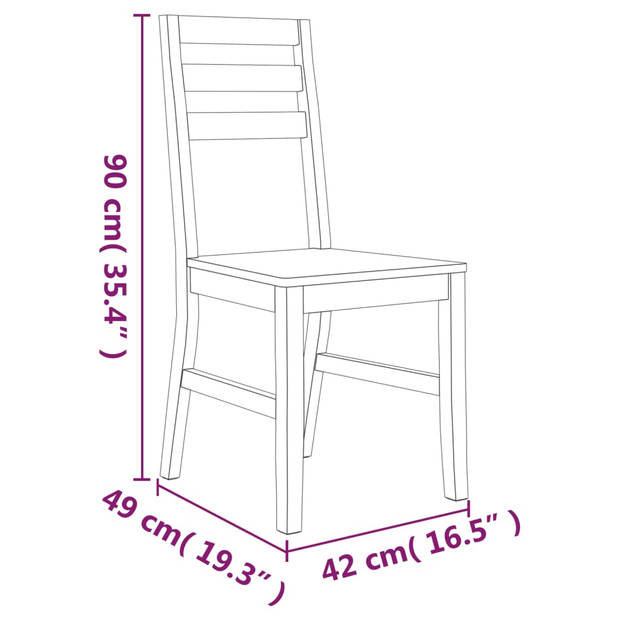 The Living Store Eetkamerstoelen Massief Acaciahout - 42x49x90 cm - Bruin