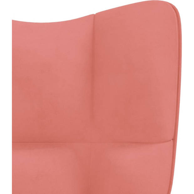 The Living Store Relaxstoel - Fluweel - Roze - 61 x 70 x 96.5 cm - Stevig en comfortabel