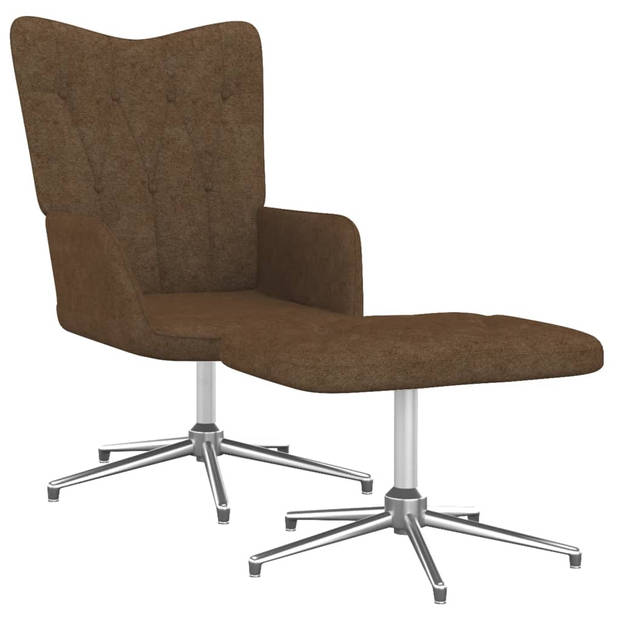 The Living Store Relaxfauteuil - Relaxstoel met Voetenbank - 62x68x98cm - Bruin