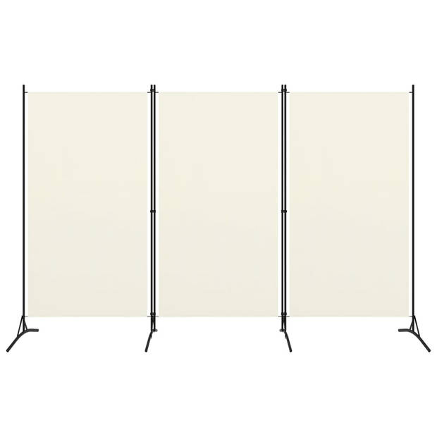 The Living Store Kamerscherm 3 Panelen - 260 x 180 cm - Crèmewit - Gepoedercoat ijzer - Stof van 100% polyester