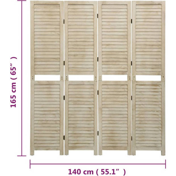 The Living Store Kamerscherm Vintage Paulowniahout - 140 x 1.5 x 165 cm - Ventilatie - Inklapbaar