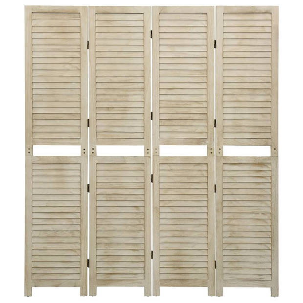 The Living Store Kamerscherm Vintage Paulowniahout - 140 x 1.5 x 165 cm - Ventilatie - Inklapbaar