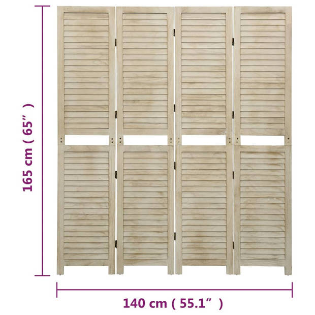 The Living Store Kamerscherm Vintage Paulowniahout - 140 x 1.5 x 165 cm - Ventilatie - Inklapbaar