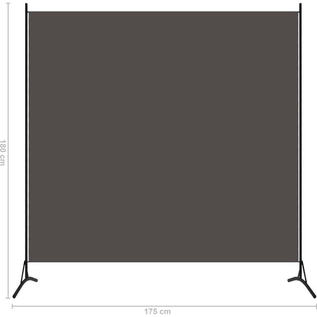 The Living Store Kamerscherm - Antraciet - 175 x 180 cm - Gepoedercoat ijzer - Stof (100% polyester)