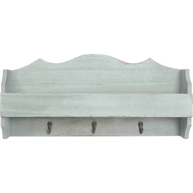 The Living Store Wandkapstok 2 planken 4 haken - 50x10x30 cm - wit hout