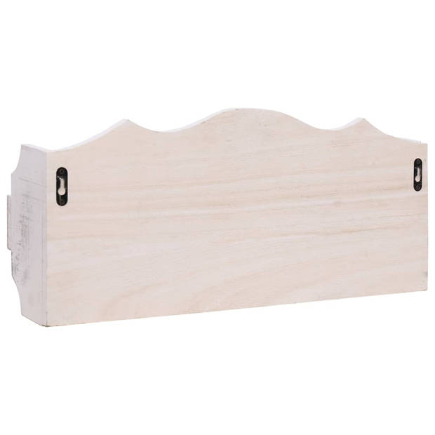 The Living Store Zwevende Houten Wandkapstok - Wit - 50x10x23 cm - Met Schap en 3 Haken