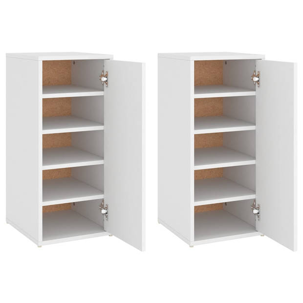 The Living Store Schoenenkast - Schoenenopbergers - Wit - 32 x 35 x 70 cm - Bewerkt hout