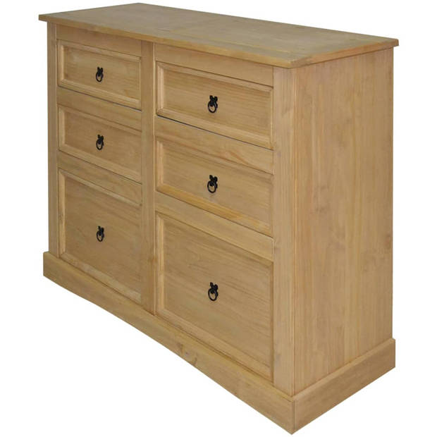 The Living Store Dressoir Corona - Massief grenenhout - 130 x 48 x 104 cm - 6 lades