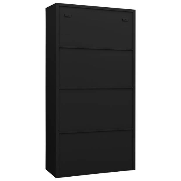 The Living Store Lockerkast - 90 x 40 x 180 cm - Staal zwart