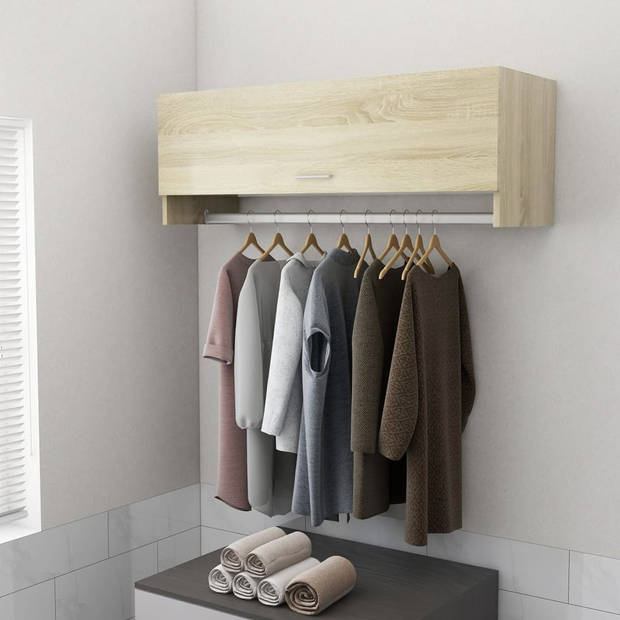 The Living Store Garderobe Sonoma Eiken - Compacte Kast - 100 x 32.5 x 35 cm - Duurzaam