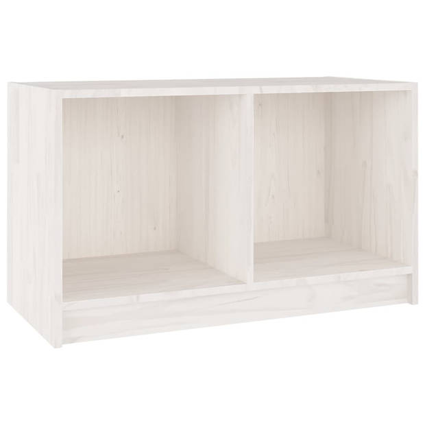 The Living Store Tv-meubel Massief Grenenhout - 70 x 33 x 42 cm - Wit