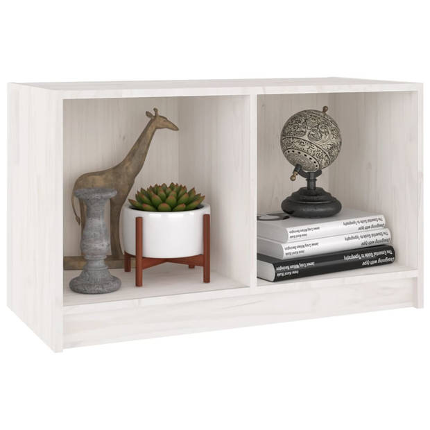 The Living Store Tv-meubel Massief Grenenhout - 70 x 33 x 42 cm - Wit