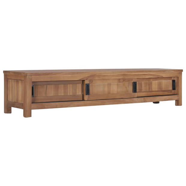 The Living Store Massief Teakhouten TV-meubel - 150x30x30 cm - 3 schuifdeuren