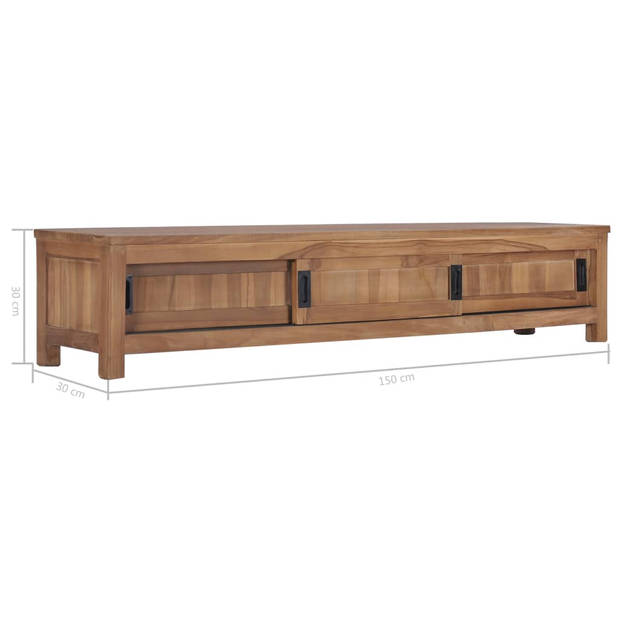 The Living Store Massief Teakhouten TV-meubel - 150x30x30 cm - 3 schuifdeuren