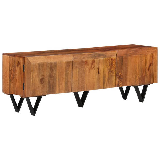 The Living Store Massief mangohouten TV-meubel - 140 x 30 x 46 cm - Met 3 deuren - V-vormige poten