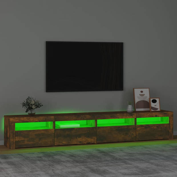 The Living Store TV-meubel - Hout - 240x35x40cm - RGB LED-verlichting