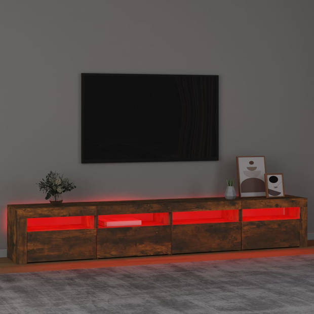 The Living Store TV-meubel - Hout - 240x35x40cm - RGB LED-verlichting