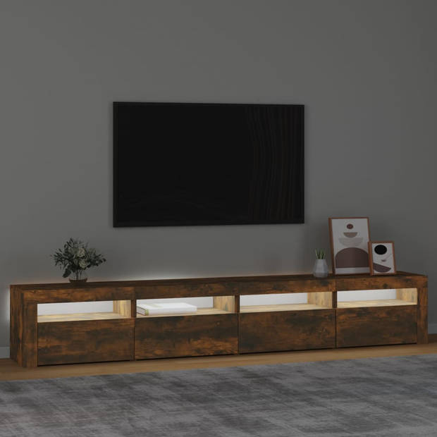 The Living Store TV-meubel - Hout - 240x35x40cm - RGB LED-verlichting