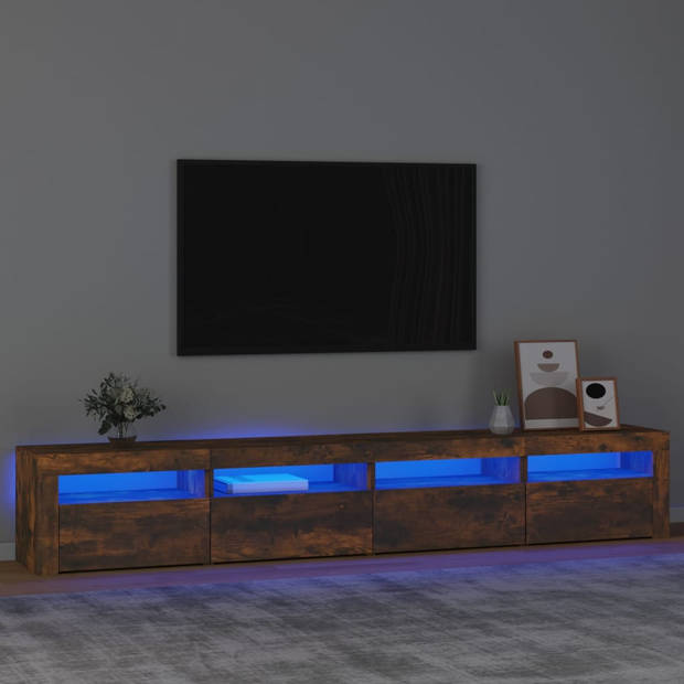 The Living Store TV-meubel - Hout - 240x35x40cm - RGB LED-verlichting