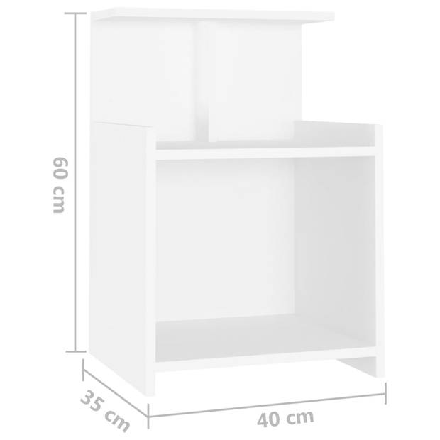 vidaXL Nachtkastje 40x35x60 cm bewerkt hout wit