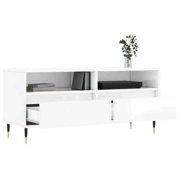 The Living Store TV-meubel - Tv-kast 100x34.5x44.5 cm - Bewerkt hout - ijzer