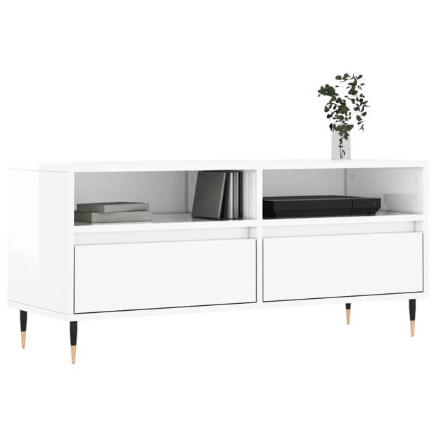 The Living Store TV-meubel - Tv-kast 100x34.5x44.5 cm - Bewerkt hout - ijzer