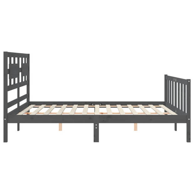 vidaXL Bedframe met hoofdbord massief hout grijs