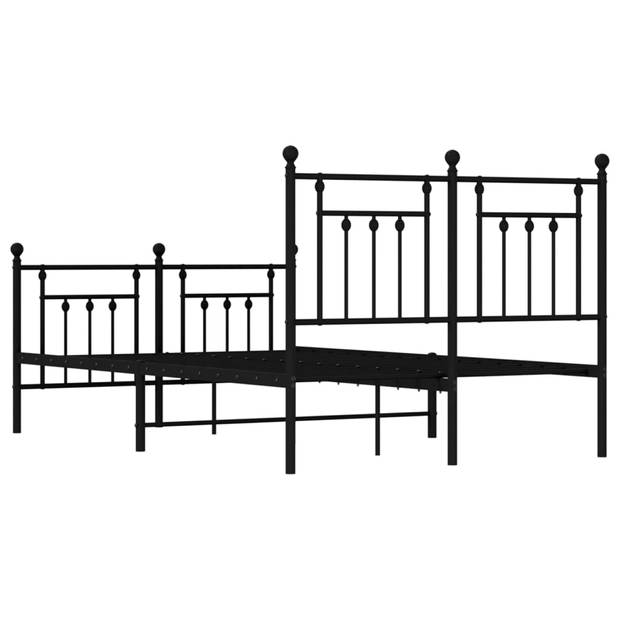 vidaXL Bedframe met hoofd- en voeteneinde metaal zwart 120x190 cm