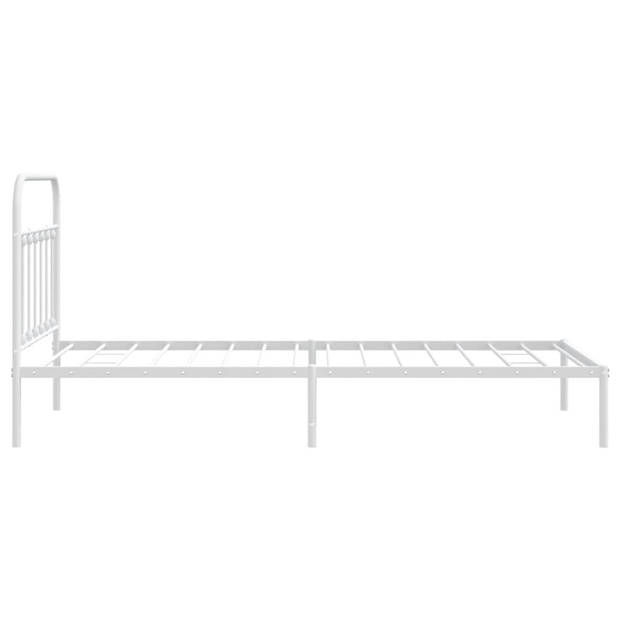 vidaXL Bedframe met hoofdbord metaal wit 100x200 cm