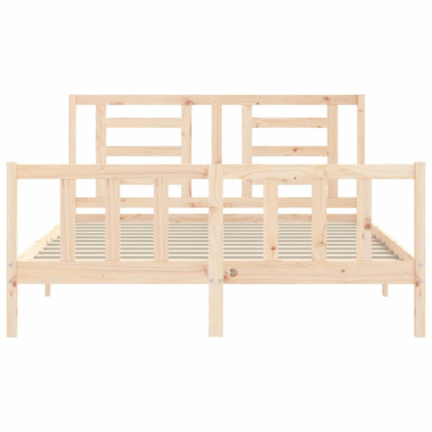 vidaXL Bedframe met hoofdbord massief hout 160x200 cm