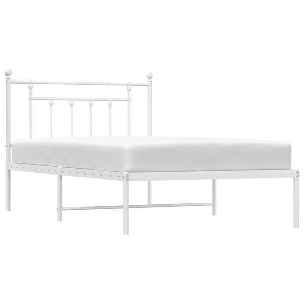 vidaXL Bedframe met hoofdbord metaal wit 100x200 cm