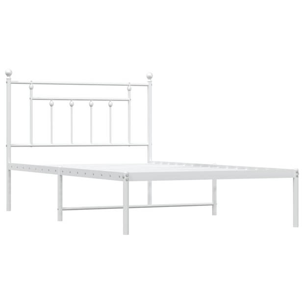 vidaXL Bedframe met hoofdbord metaal wit 100x200 cm