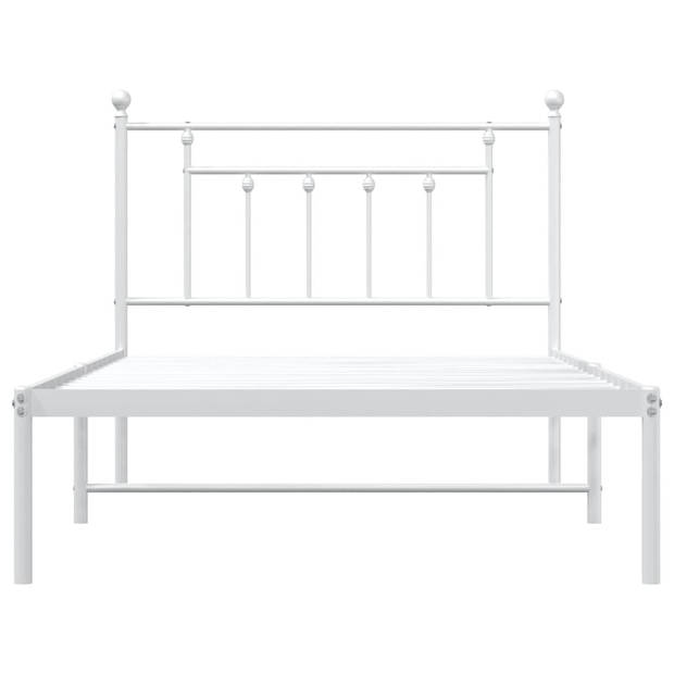 vidaXL Bedframe met hoofdbord metaal wit 100x200 cm