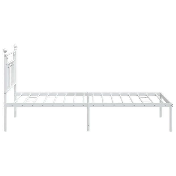 vidaXL Bedframe met hoofdbord metaal wit 100x200 cm